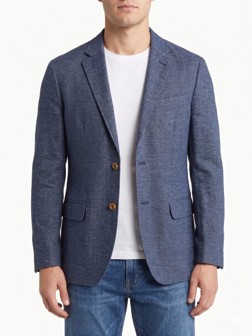Tommy Bahama Blue Herringbone IslandZone Blazer Sport Coat Floral Lining XL/TG